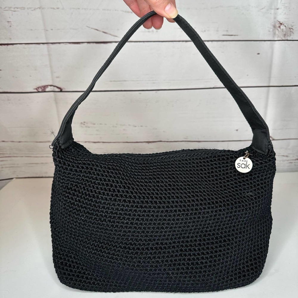 The Sak Black Woven Reactangle Shoulder Bag Y2K